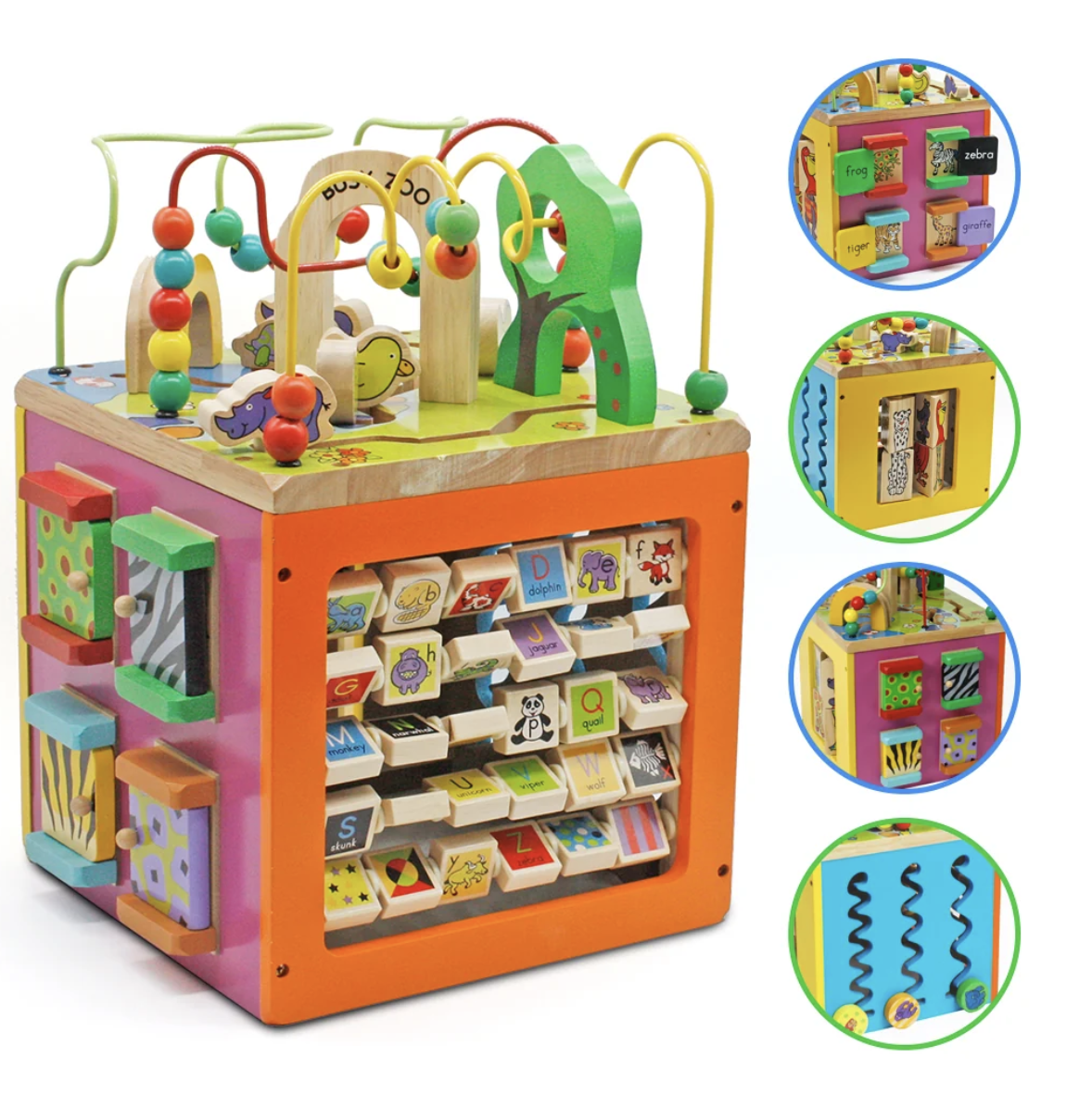 Zany Zoo Wooden Activity Cube